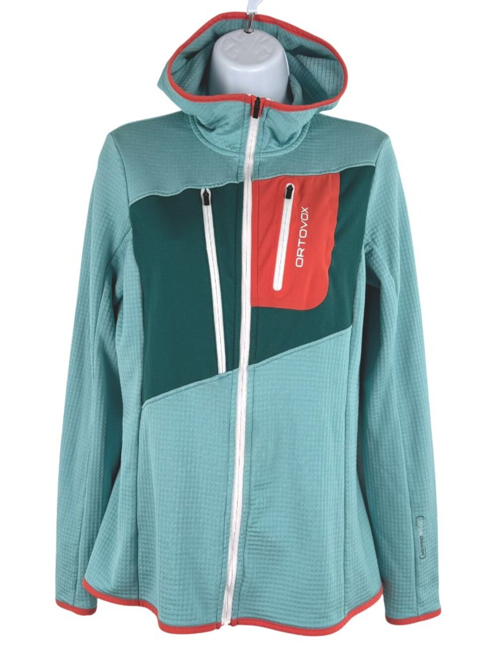 Ortovox Fleece Grid Hoody Jacket Womens Large Ice Waterfall Outdoor CJ-2364